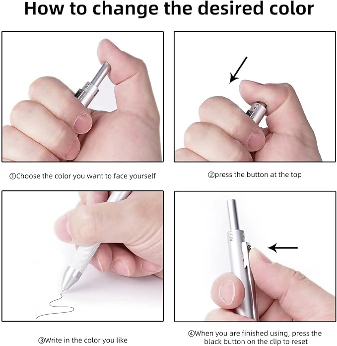 YOUMI Multicolor pen 4 in 1 Multifunction Pen with Metal Cased 0.5mm Mechanical Pencil Red Ballpoint Pen Blue BallpointPen and Black Ballpoint Pen Gift for Journaling (Rose gold)