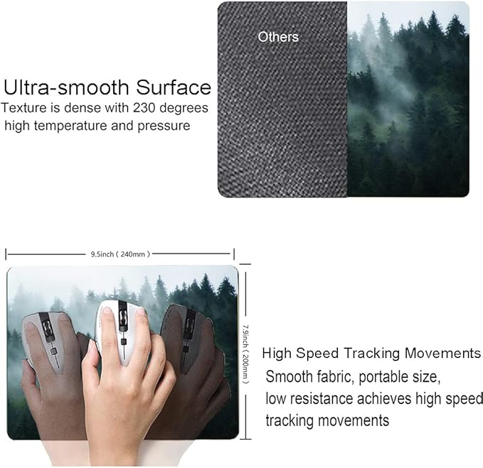 Mouse Pad,Forest Mouse Pad Rectangle Custom Designs, Waterproof Anti-Slip Rubber Mousepad Office Accessories Desk Decor Wireless Mouse Pads for Computers Laptop