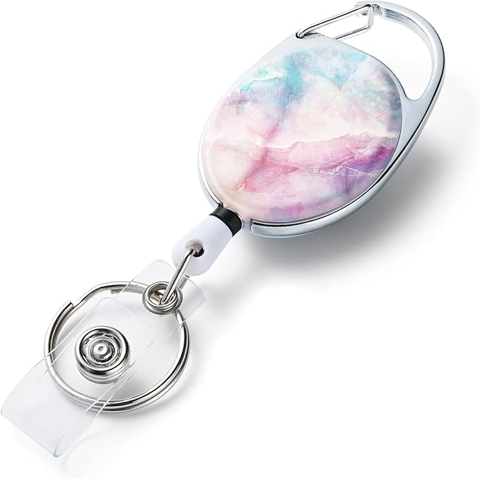 Badge Reels - Retractable Badge Holders, Double Sided Color Print Pattern, With Retractable Keychain, Badge Clip and Key Ring, Durable Nylon Rope, Color Ripple