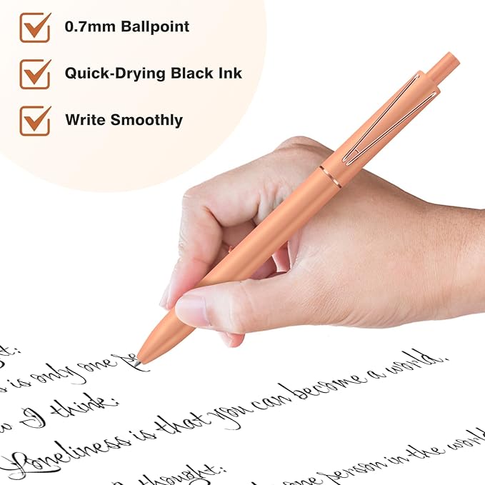 SUIN Gel Pens - Pack of 6, 0.7mm Black Ink, Retractable Rolling-Ball Gel-Pens, Medium Fine Point for Smooth Writing - Cute Office and School Supplies, Ideal Gifts for Women