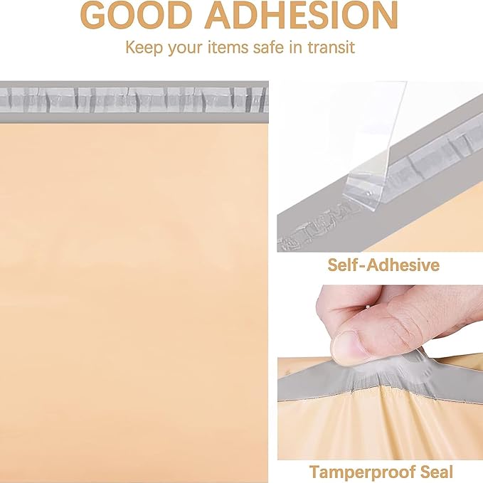 Metronic Poly Mailers 12x15.5 100 Pack, Medium Size Shipping Bags for Clothing, Strong Self-Seal Mailers Poly Bags Shipping Envelopes, Thick Mailing Bags Package Bags for Small Business, Champagne