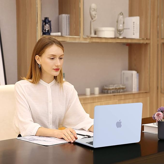 MOSISO Compatible with MacBook Air 13 inch Case 2025 2024 2023 2022 M4 A3240 M3 A3113 M2 A2681, Plastic Hard Shell&Keyboard Cover&Screen Film&Type C for MacBook Air 13.6 inch Case, Pastel Blue