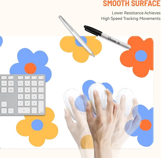 Mousepad Desk Mat Gaming Large Keyboard Cute Office Desktop Computer Laptop XXL Long Big Kawaii Aesthetic Girly Pretty Design Women Girl Gamer Oversized Wide 30x12'' Mousepad, Color Flower