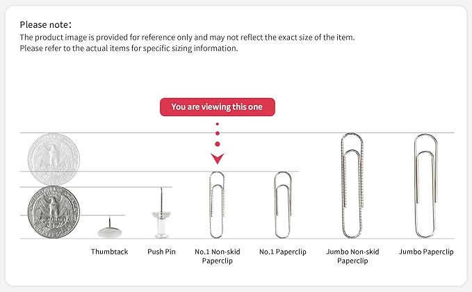 PAPERPAL Paperclips for Office School & Personal Use, #1 Nonskid Paper Clip (1-2/7"), 600 Medium Paper Clips (6 Boxes of 100 Each), Silver