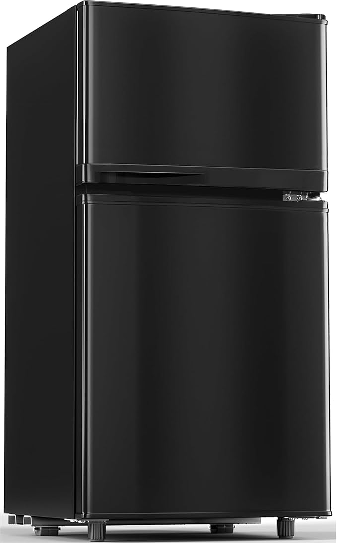 Manastin 3.6 Cu.Ft Mini Fridge with Freezer, Small Refrigerator with 2 Doors for Kitchen, Dorm, Office and Bedroom, Mini Refrigerator with Adjustable Shelves (Black)