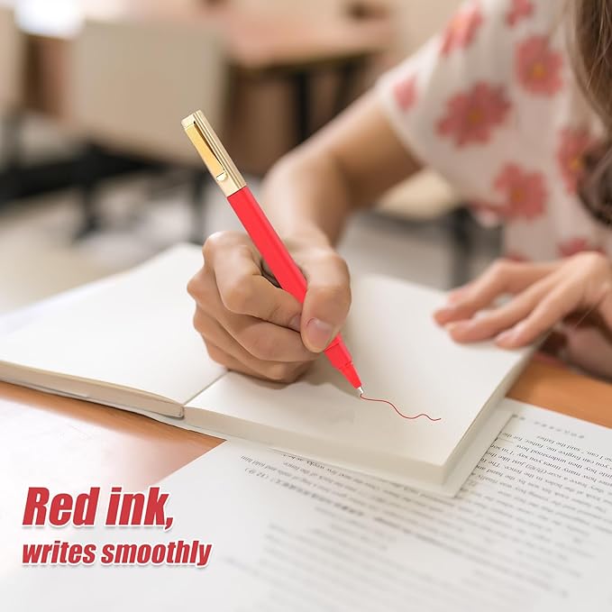 36 Pack Gel Pens Red 0.5mm Medium Point Red Gel Ink Pens with Cap Quick Drying Ballpoint Pen Smooth Writing Fine Point Pen for Journaling School Office Supplies