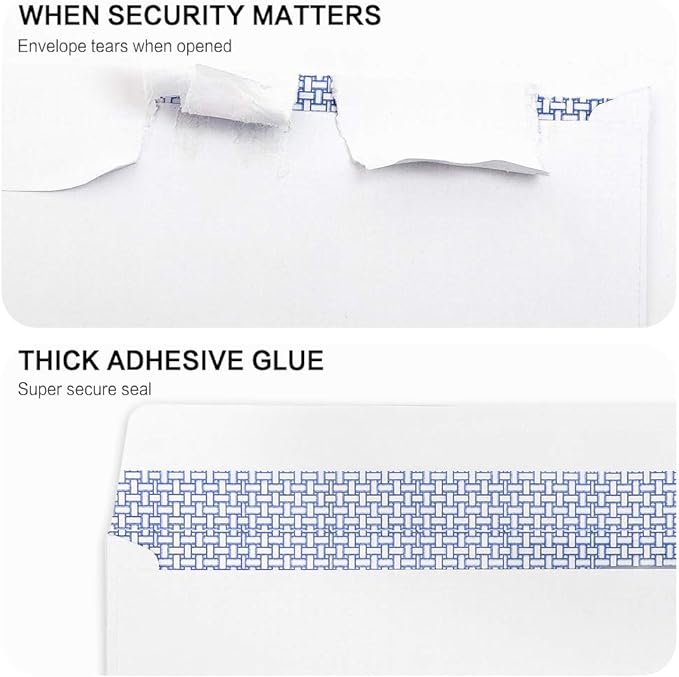#8 Double Window Security Check Envelopes, No.8 Double Window Bussiness Envelopes Designed for QuickBooks Checks - Computer Printed Checks - 3 5/8 X 8 11/16 (NOT for INVOICES) - 24 LB - 1000 PACK