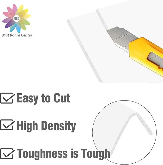 Mat Board Center, Pack of 10 Acid-Free Foam Boards, 5x7 inch White Foam Boards, 1/8" Thick