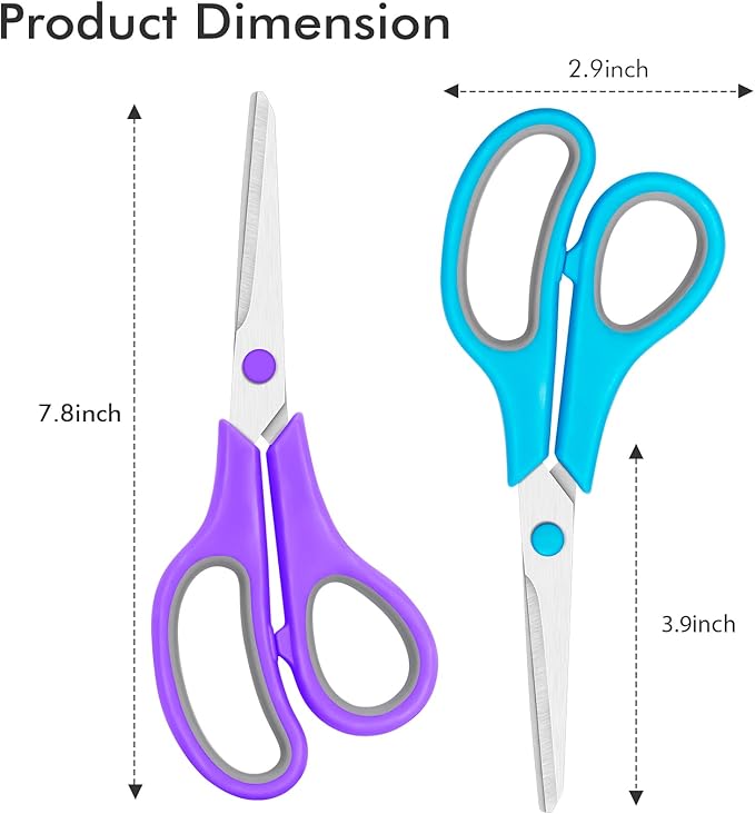 30 Pack Scissors Bulk, 8 Inch Sharp Scissors All Purpose for Office School Classroom, Shear Fabric Sewing Craft Cutting Paper for Adults Teachers Students, School Supplies for Right/Left Handles