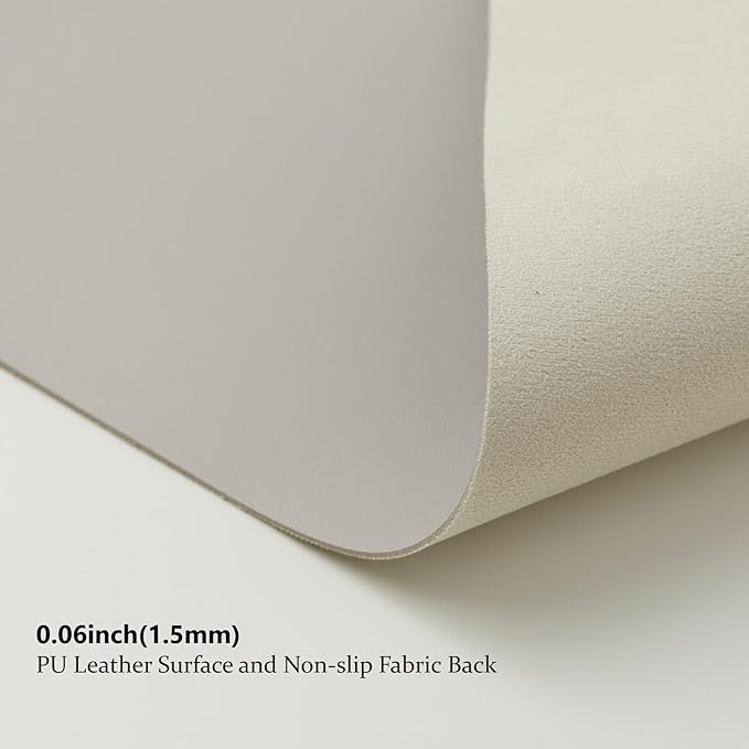 Leather Desk Mat - Non-Slip PU Desk Pad for Office and Home - Desk Organization and Accessories - Ideal for Large Mouse Pad and Desk Mats on Top of Desks (Light Gray,36"x 17")