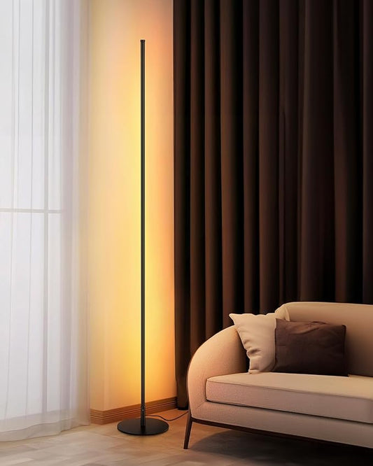 unionlux Corner Floor Lamp, Minimalist LED Corner Floor Lamp All Metal 24W Dimmable 200% Brighter Adjustable2700K-6500K with Remote/Foot Control, Modern Corner Lamp for Living Room Bed Room