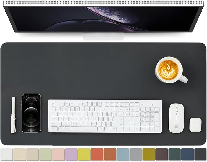 Leather Desk Mat - Non-Slip PU Desk Pad for Office Home - Organization Accessory - Ideal for Large Mouse Pads (Black,31.5"x 15.7")