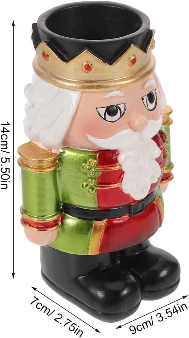 LOGOFUN Nutcracker Candle Holder Christmas Figurine Taper Candlestick Fireplace Xmas Holiday Decoration