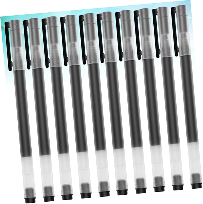 10pcs Gel Ink Pens Black Fine Tip Large Ink Capacity Smooth Writing Office School Supplies