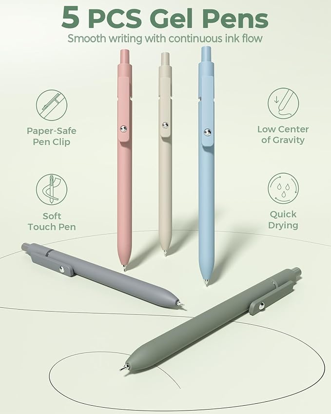 Four Candies 56 PCS Aesthetic School Supplies with Pencil Case, 6 Multicolor Pen, 12 Pastel Highlighters, 5 Gel Pens Black Ink, 9 Mechanical Pencils for Student Stationary Set Preppy Stuff (Green)