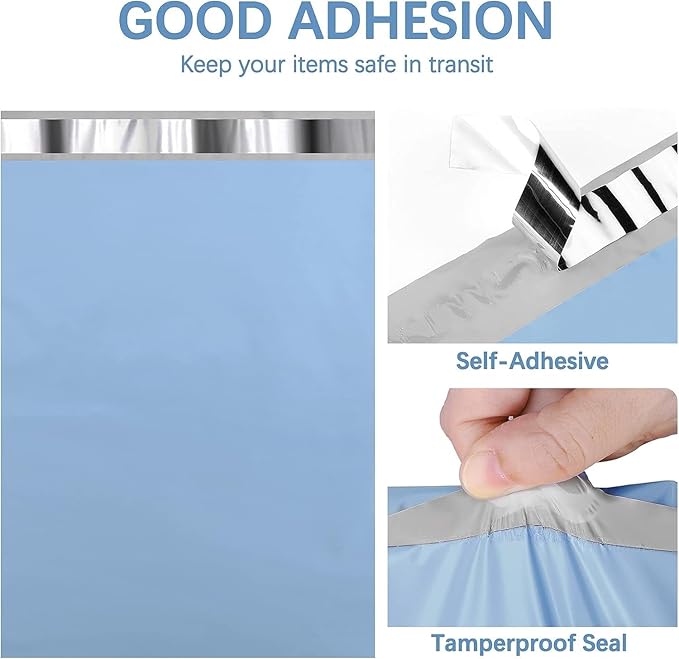 Metronic Poly Mailers 90000 Pack 12 x 15.5, Strong Adhesive Shipping Envelopes for Clothing, Waterproof Shipping Bags for Businesses, Flexible Mailers Poly Bags, Packages Bags Bulk, Light Blue