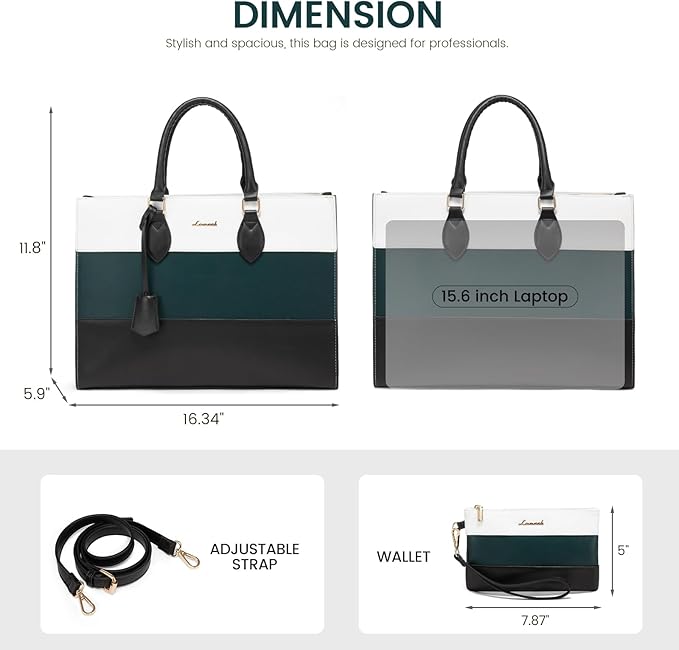 LOVEVOOK Laptop Tote Bag for Women, Work Totes Business Office Computer Briefcase with Clutch Purse