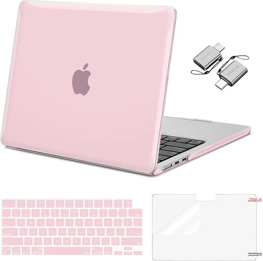 MOSISO Compatible with MacBook Air 13 inch Case 2025 2024 2023 2022 M4 A3240 M3 A3113 M2 A2681, Plastic Hard Shell&Keyboard Cover&Screen Film&Type C for MacBook Air 13.6 inch Case, Rose Pink