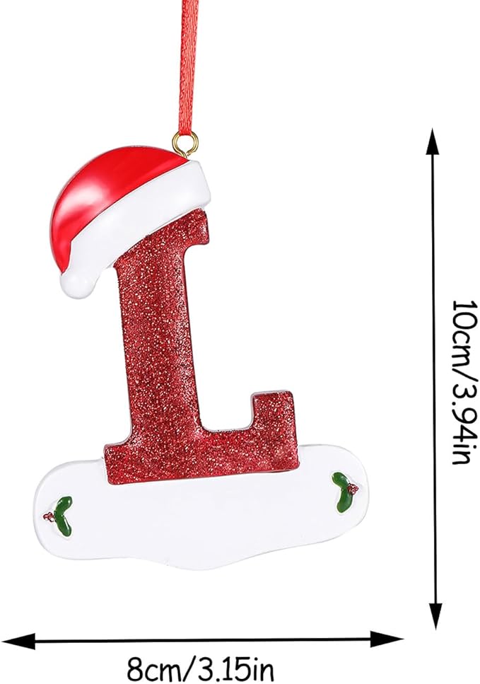 Personalized 26 Letters Ornaments for Christmas Tree 2025, Custom Christmas Ornament with Family Member's Names 3D Resin Xmas Hanging Pendant Original Gifts for Family Friends(L)