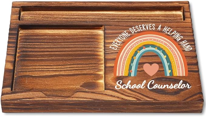 llxxeyopqdxz School Counselor Sticky Note Holder, Sticky Note & Pen Organizer, 6.5 x 4.8 inches, Pine Wood, 16 Ounce