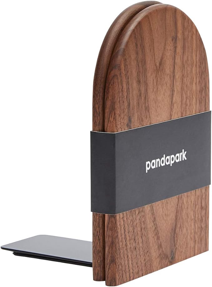 Pandapark Wood Bookends,Non-Skid Bookend for Shelves,Heavy Duty Bookends,Book Stand for Books/CDs,1 Pair