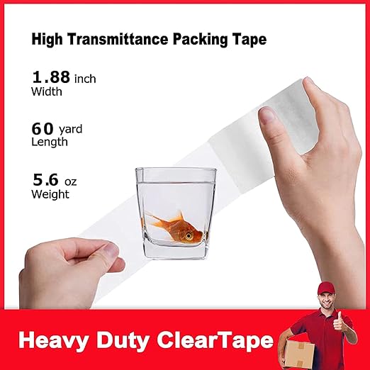 Packing Tape (36 Rolls),2.7mil, Heavy Duty Packaging Tape for Shipping Moving Sealing, 1.88 Inch x 60 yd Per Roll, Total 1080 Yards (36)