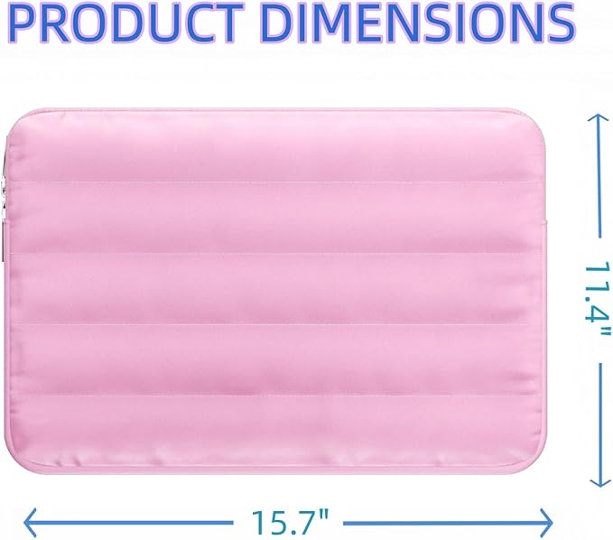 LS-M Puffy 15-16 Inch Laptop Sleeve Case for Women Men Cute Carrying Cover Compatible with MacBook Pro 15" 16", Latitude 7640, 15.6" 15b Protective Portable Case (Pink, 15-16inch)