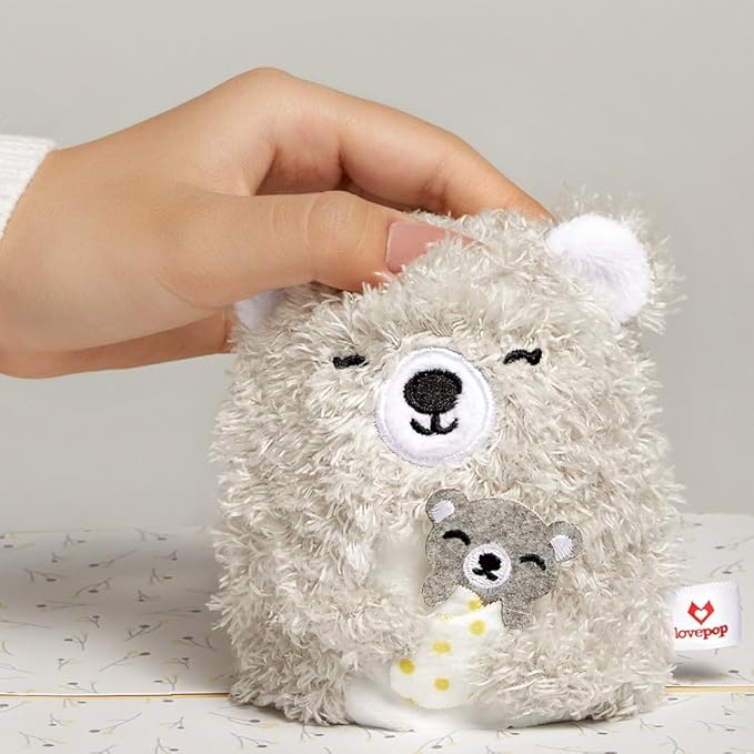 Lovepop Plushpop Soft Animal Pop-Up Card for Her and Him - 3D Bear Everyday Greeting Card for Boys, Girls, Men, Women - Love You Most - 6" x 8" Card - Gray