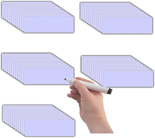 Magnetic Dry Erase Magnets Labels(1x3",Pack of 60) Reusable Name Tags,Organizing Schedules in Office/Classroom.Work on Fridge/White Board,Pastel Colors(Light Purple)