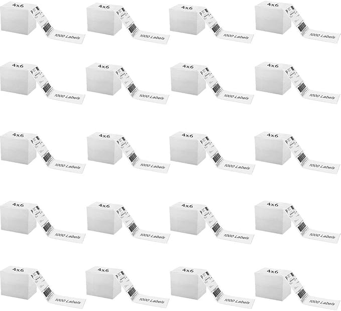 OausTect 4x6 Shipping Label 20000 Fanfold Labels for Rollo, Zebra Direct Thermal Printer, with Perforations - 20 Stack (20 Stack/20000 Labels)
