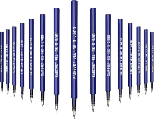 Blue Gel Pens Refills,Retractable Gel Ink Pen Refills Bulk,pen refills for twist pens,Fine Point 0.5mm Blue Ink, Smooth Writing Retractable Click Pen Refills(15 Pcs Blue Ink-0.5mm)