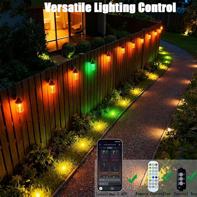 Outdoor Ground Lights 31FT Patio Decorations Smart Outdoor Christmas Lights with IC+RGB 20 Pathway Light IP67 Waterproof for Halloween Christmas Birthday Holiday Party APP/Remote Control