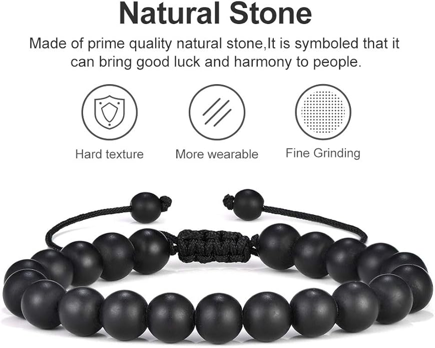 M MOOHAM Natural Stone Bracelets for Men - 8mm Tiger Eye | Matte Agate | Lava Rock Bracelets for Men Teen Boys Gifts Birthday Anniversary Christmas Gifts for Men Teens