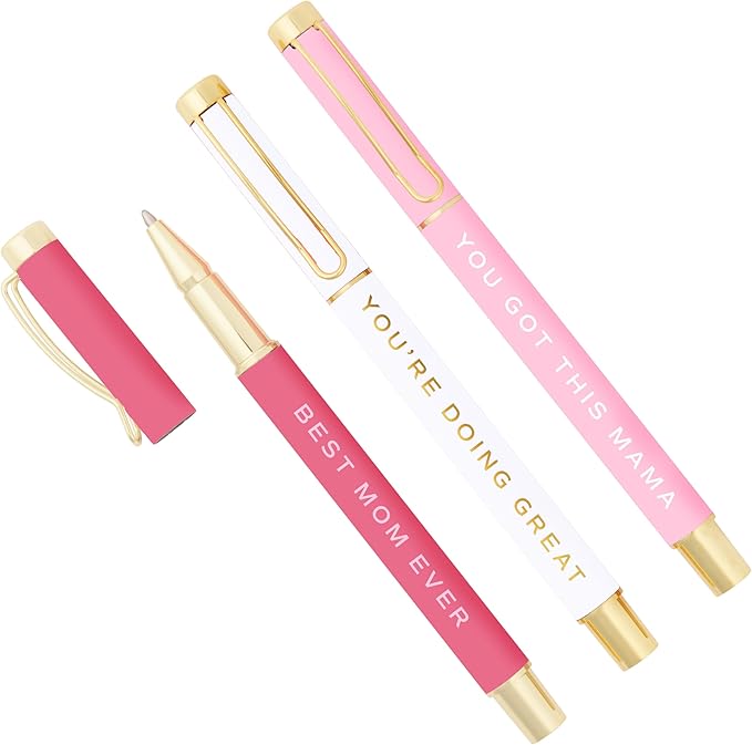 Sweet Water Decor Best Mom Ever Metal Pen Set - Refillable Weighted Pen Sets for Women, Cute Pen Sets for Women - Pink Office Accessories - Gifts for Mom, Mother's Day