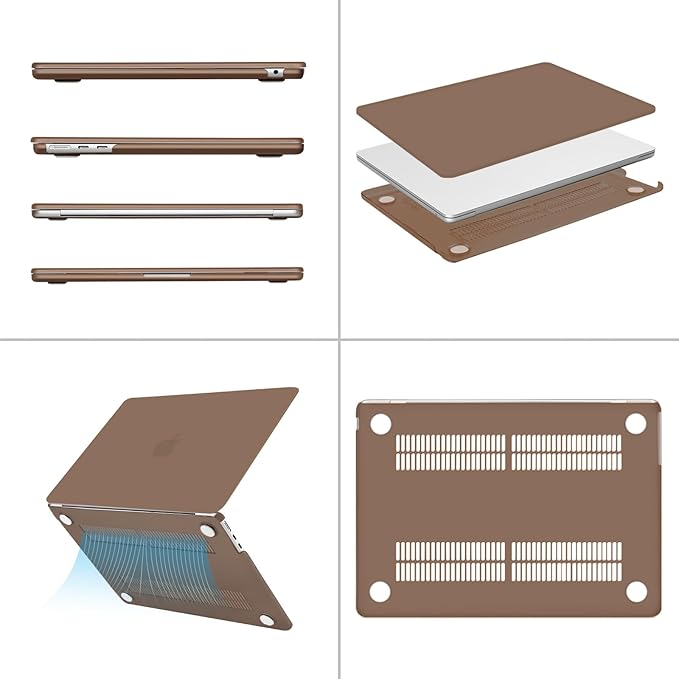 MOSISO Compatible with MacBook Air 13 inch Case 2025 2024 2023 2022 M4 A3240 M3 A3113 M2 A2681, Plastic Hard Shell&Keyboard Cover&Screen Film&Type C for MacBook Air 13.6 inch Case, Caramel Brown