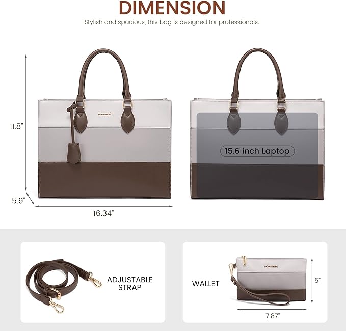 LOVEVOOK Laptop Tote Bag for Women, Work Totes Business Office Computer Briefcase with Clutch Purse