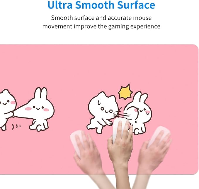 MAYCARI Cute Desk Mat Kawaii Mousepad, Anime Aesthetics Desk Pad XXL Cute Pink Funny Cats Mouse Pad Computer Keyboard Mat, Office Desk Pad Protector 31.5"X15.7"