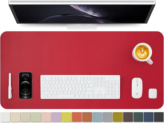 Leather Desk Mat - Non-Slip PU Desk Pad for Office and Home - Desk Organization and Accessories - Ideal for Large Mouse Pad and Desk Mats on Top of Desks (Rose Red,36"x 17")
