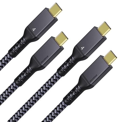 Maxonar [2 Pack 3.3FT] Thunderbolt 4 Cable, 240W Thunderbolt Cable 40Gbps Sync 8K/5K@60Hz Display and for Thunderbolt 4, Thunderbolt 3, USB4, and USB-C Devices