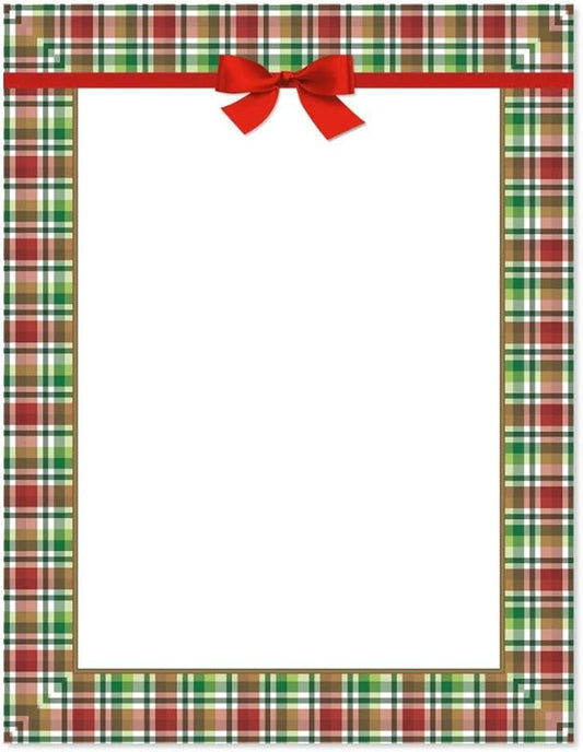 Christmas Plaid Stationery - Holiday Letters, Computer Printer Paper, 25 Sheets, 8½ x 11 Inch, by Current