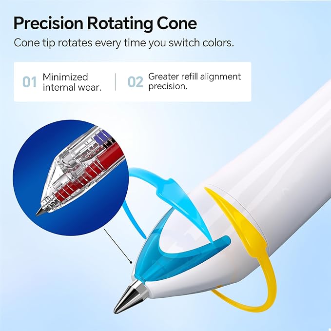 WRITECH Retractable Gel Ink Pens: 0.5mm Fine Point 3 in 1 Multi Colored Pen Black Blue Red, 4ct with 4 Refills No Smear Assorted Colors Min 3 for Smooth Writing Journaling Drawing