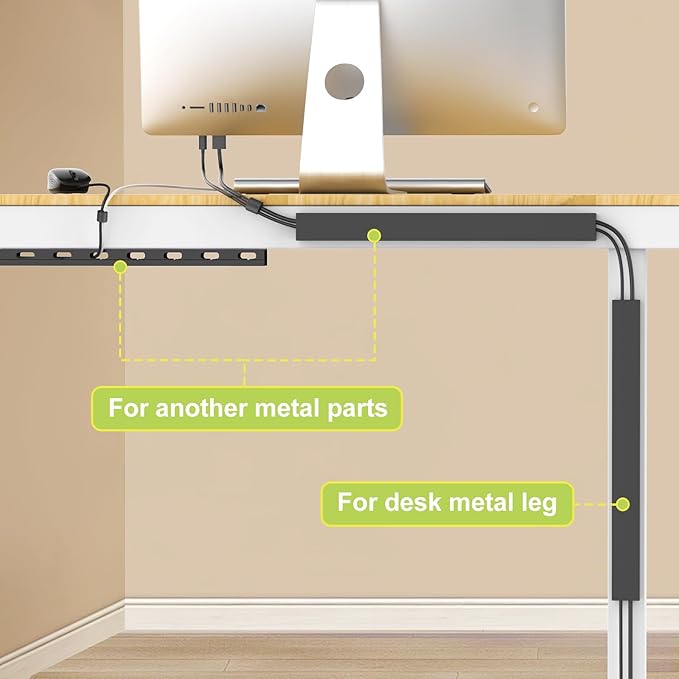 Magnetic Cable Management Channel for Desk,15.4 Inch Updated Open Slot Cord Organizer Cable Raceway,Cable Hider Cord Management Under Desk,Wire Hider Cover for Home Office
