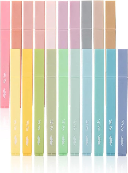 Aesthetic Highlighters, 20 pcs, Chisel Tip, Pastel Colors, No Bleed Bible Highlighter Pastel,Assorted Colors, Christmas Gifts