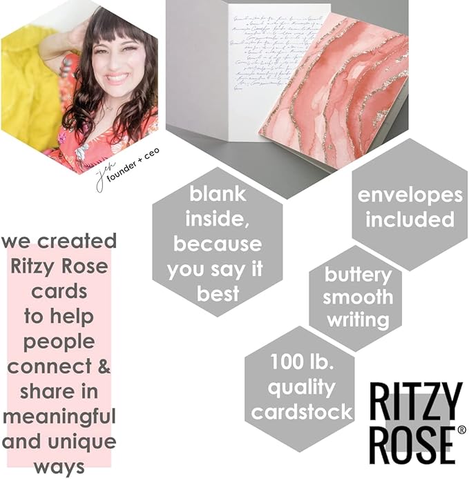 Ritzy Rose 24-Pack Retro Christmas Greeting Cards with White Envelopes – 4 Boho Scandinavian Inspired Designs – Vintage Holiday Tree Motifs, Festive Artistic Stationery, Premium Box Set Holiday Cards.