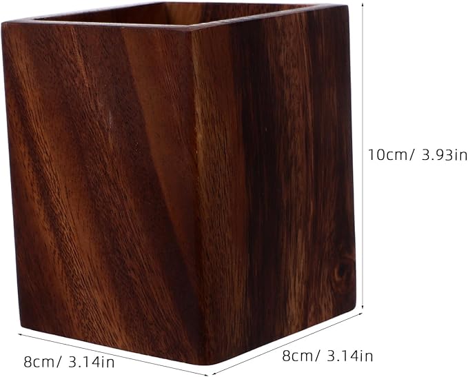 jojofuny Wooden Pencil Box: Desk Writing Stationary Organizer - Wood Pen Holder Cups Office School Supplies Storage - Office Stand Box For Marker Pens Pencil Art Brushes