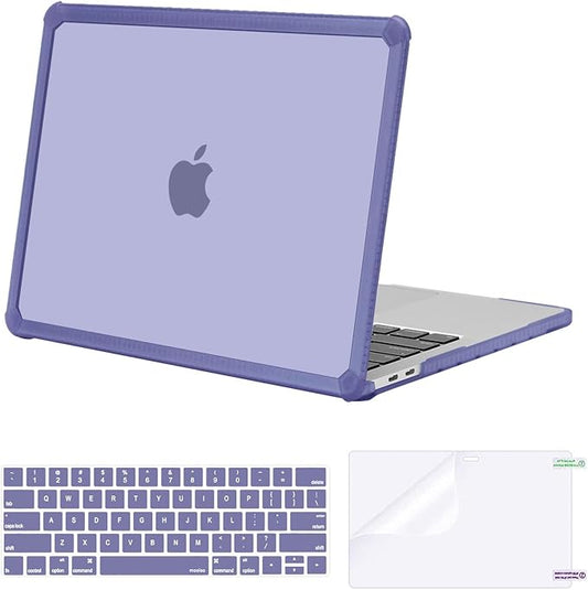 MOSISO Compatible with MacBook Pro 13 inch Case M2 2025-2016 A2338 M1 A2251 A2289 A2159 A1989 A1708 A1706, Anti-Cracking Heavy Duty Plastic TPU Bumper Hard Case&Keyboard Skin&Screen Film,Lavender Gray
