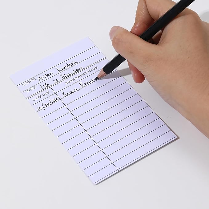 Library Cards, Checkout Catalog Book Card, Library Checkout Index Card, Due Date Notecard for Record Keeping (3x5 in,200 Count)