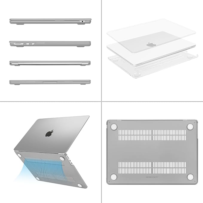 MOSISO Compatible with MacBook Air 13 inch Case 2025 2024 2023 2022 M4 A3240 M3 A3113 M2 A2681, Plastic Hard Shell&Keyboard Cover&Screen Film&Type C for MacBook Air 13.6 inch Case, Frost
