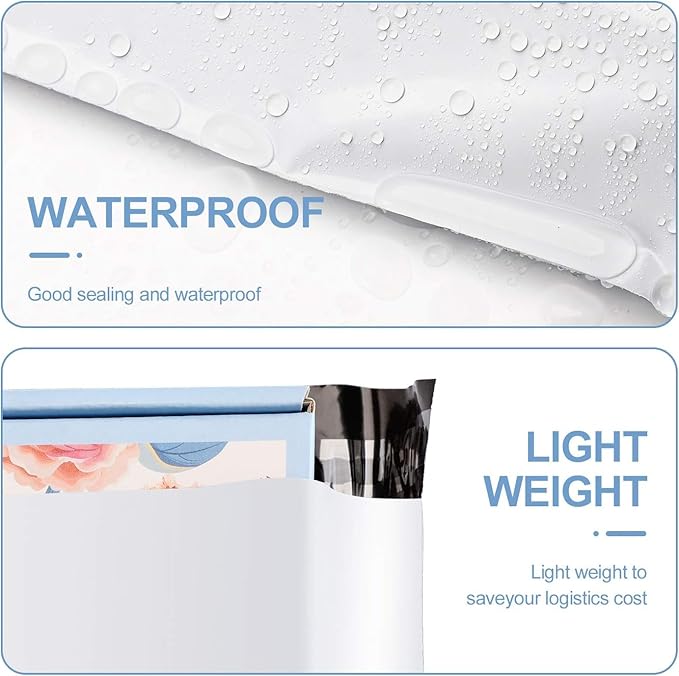Metronic 1000Pack White Poly Mailers 9x12 Shipping Bags Envelopes with Self Adhesive, Waterproof and Tear-Proof Packaging Bag Postal Bags for Small Business