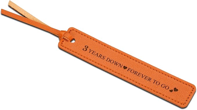 Leather Bookmark 3rd Wedding Anniversary, 3 Year Anniversary Wedding Gifts for Women Men Valentines Day Christmas Birthday Gifts 3 Years as Husband & Wife Gift for Her Him Couple 3 Years of Marriage